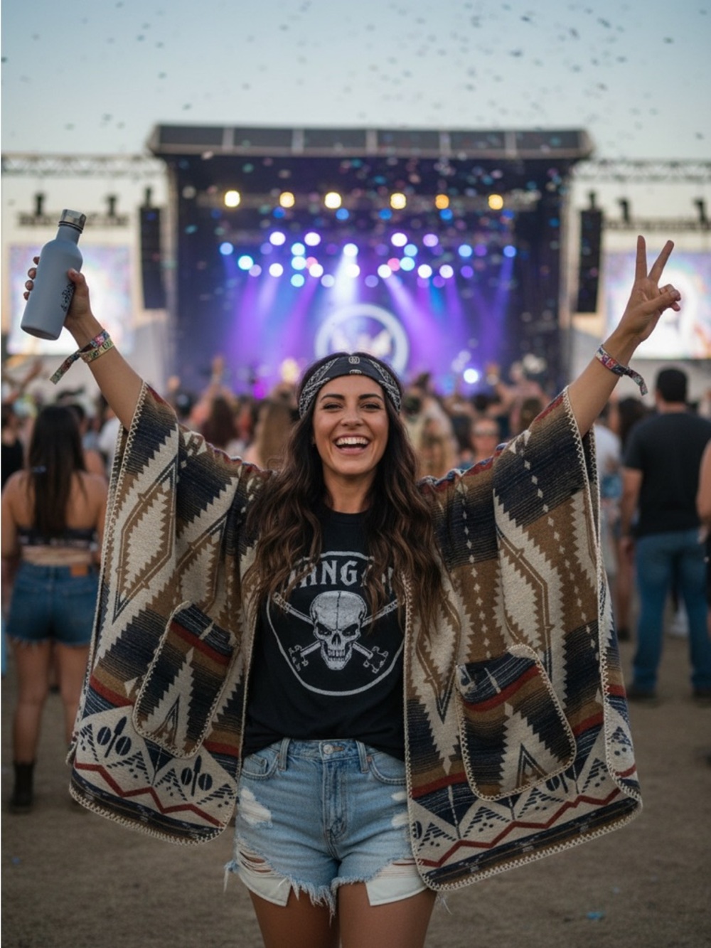 Aztec Print Poncho Vest